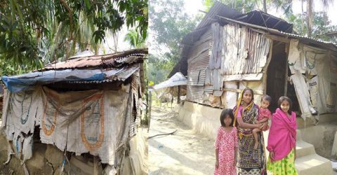ভাঙ্গা ঝুপড়ি: মানবেতর জীবন-যাপন দশমিনায় অসহায় পরিবার