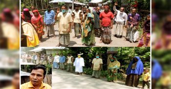 রাজাপুরে ১০ টাকা দরের চাল আত্মসাতের প্রতিবাদে ইউপি সদস্যের বিরুদ্ধে মানববন্ধন