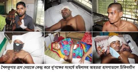 শৈলকুপায় ত্রাণ দেয়াকে কেন্দ্র করে দু’পক্ষের সংঘর্ষে মহিলাসহ আহত ১২