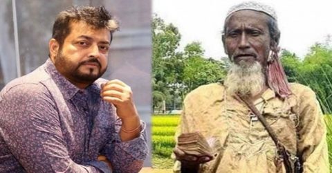 ত্রাণ তহবিলে দান: বাবা ডেকে ভিক্ষুকের পায়ে সালাম ওমর সানীর