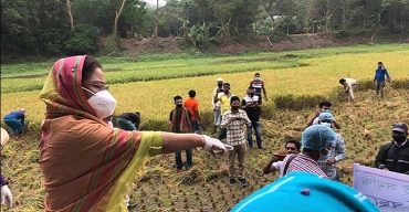 ছাত্রলীগ কর্মীদের সাথে মাঠে নামলেন সাংসদ চুমকি