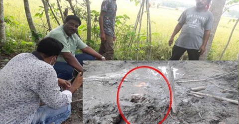 কালীগঞ্জে লিচু বাগানে নলকুপ বসাতে গিয়ে বের হচ্ছে গ্যাস