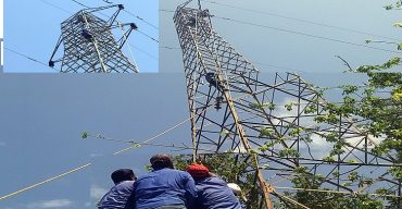 কলাবৈশাখী ঝড়ে কলাপাড়ায় ৩৩ কেভি বিদ্যুতের লাইনের রিভার ক্রোসিং টাওয়ারের তার বিচ্ছিন্ন