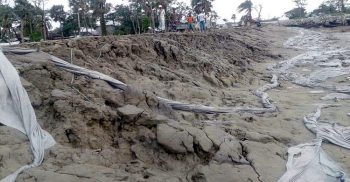 ঘূর্নিঝড় আম্ফানের তান্ডব: কলাপাড়ায় নিজামপুর বেড়িবাঁধ ক্ষত-বিক্ষত