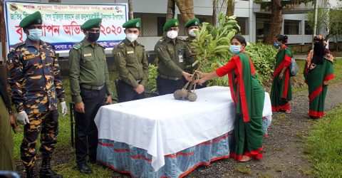 ঝালকাঠিতে আনসারের গাছের চারা বিতরণ