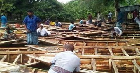 আত্রাই সমসপাড়ায় জমে উঠেছে নৌকার হাট