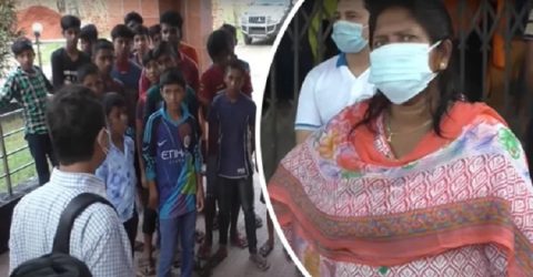 নড়াইলে ৪ কিলোমিটার হেঁটে ডিসির দরজায় ২৫ শিশু