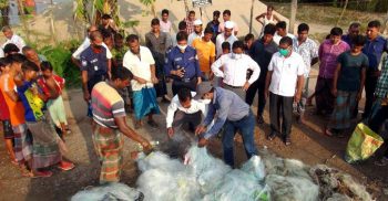 ঝালকাঠির বিষখালী নদী থেকে ৫ হাজার মিটার কারেন্ট জাল জব্দ