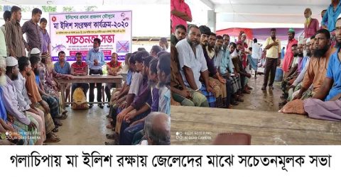 গলাচিপায় মা ইলিশ রক্ষায় জেলেদের মাঝে সচেতনমূলক সভা