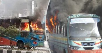 রাজধানীতে হঠাৎ একাধিক বাসে আগুন