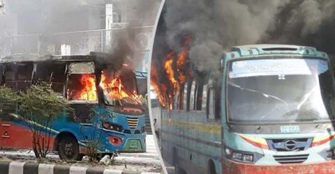 রাজধানীতে হঠাৎ একাধিক বাসে আগুন