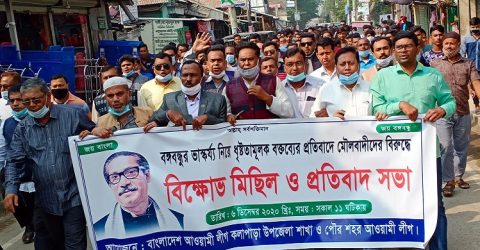 কলাপাড়ায় আওয়ামীলীগের বিক্ষোভ মিছিল