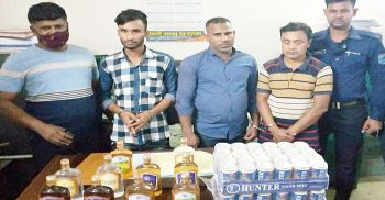 ফতুল্লায় মদ ও বিয়ারসহ ৩ মাদক ব্যবসায়ী গ্রেফতার