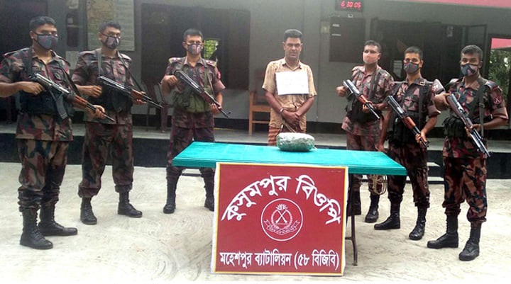 মহেশপুর ভারতীয় গাঁজাসহ মাদক ব্যবসায়ী গ্রেফতার