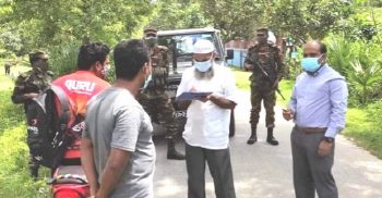 সাপাহারে বিধি-নিষেধের ১২তম দিনেও অভিযান ও খাদ্য সামগ্রী বিতরণ অব্যাহত