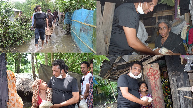 ভারী বর্ষণে প্লাবিত জনগণের পাশে মুস্তাফিজুর রহমান সোহেল