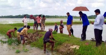 কলাপাড়ায় বাঁধ কেটে উন্মুক্ত করা হয়েছে খাল: ভেঙ্গে দেয়া হয়েছে ২০ টি স্থাপনা