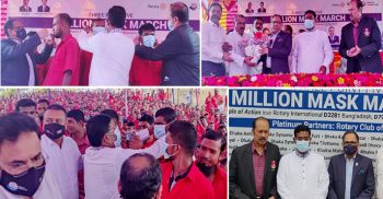 বেনাপোল বন্দরের শ্রমিকদের মাঝে রোটারীর মাক্স বিতরণ