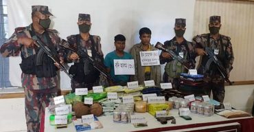 নাফ নদী থেকে ৫ কোটি টাকার অস্ত্র-মাদক জব্দ, আটক দুই