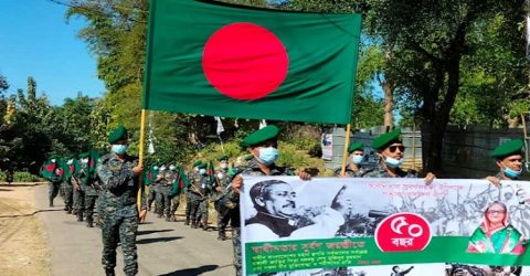 স্বাধীনতার সুবর্ণজয়ন্তী উপলক্ষে দীঘিনালায় আনসার ব্যাটালিয়নের পতাকা র‌্যালি