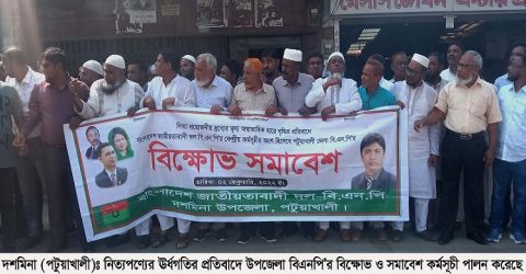 দশমিনায় বিএনপি’র বিক্ষোভ ও সমাবেশ