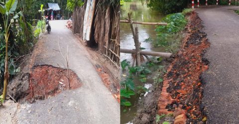 রাজাপুরে ৩ কোটি ৭৮ লক্ষ টাকার সড়ক সংষ্কার ও ব্রীজের এপোর্চ সড়ক নির্মানে শুভাঙ্করের ফাকি, সড়কে ভেঙে খালে, উঠে যাচ্ছে পাথর!