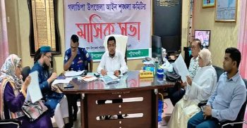 গলাচিপায় আসন্ন দুর্গা পূজা উপলক্ষে মাসিক আইন-শৃঙ্খলা সভা অনুষ্ঠিত