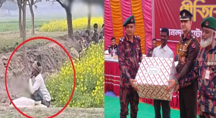 সীমান্তে বিএসএফ আগ্রাসন ঠেকাতে কাস্তে হাতে ভাইরাল কৃষককে বিজিবির সংবর্ধনা